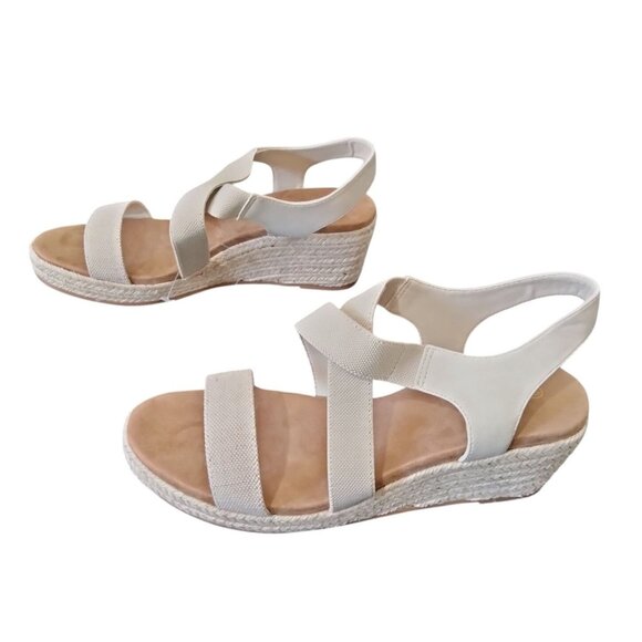 Platform Espadrille Wedge Sandals Open Toe Elastic Ankle Strap Slip-On Size 10 - Picture 7 of 11